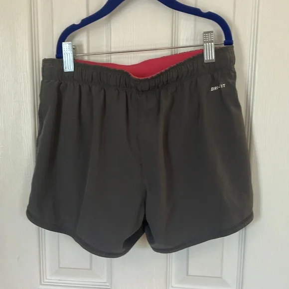 Girls Gray Nike Running Shorts w/Pink Foldover Waistband Sz L - Picture 8 of 11
